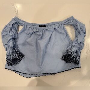 Zara Off the Shoulder Top Eyelet sleeves